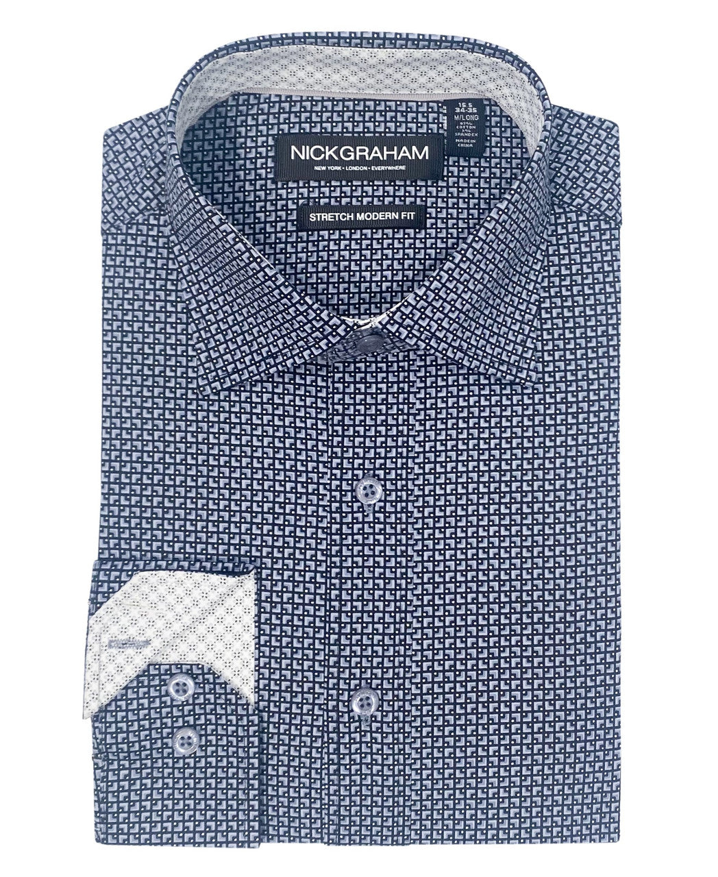 Nick Graham Men's Corner Square Dress Shirt - Black